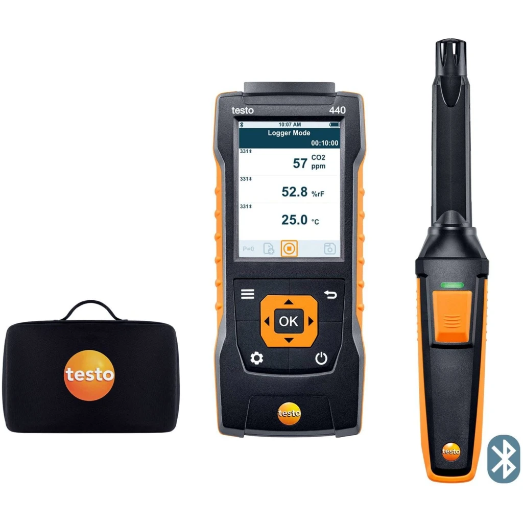 Zestaw z sondą CO2, temperatury i wilgotności (Bluetooth) testo 440, miernik wielofunkcyjny - TESTO
