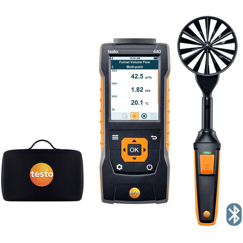 Zestaw z sondą wiatraczkową Ø100mm (Bluetooth) testo 440, miernik wielofunkcyjny - TESTO