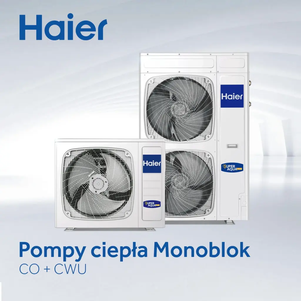 Pompa ciepła Monoblok Super Aqua CO + CWU o mocy 5 AU052FYCRB(HW) R32 - HAIER