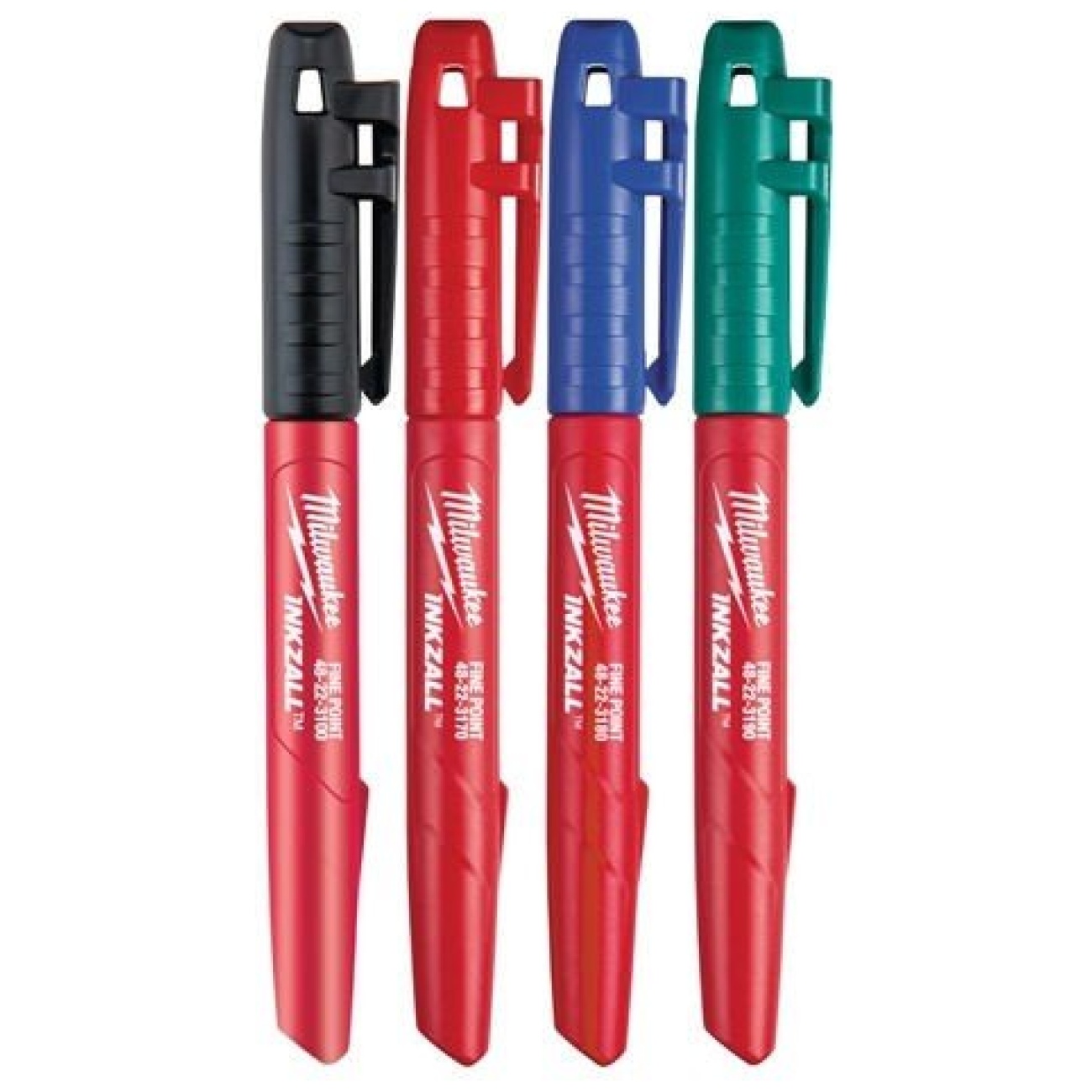 Pisaki zestaw markerów INKZALL (czarny, czerwony, niebieski, zielony) - MILWAUKEE 48223106