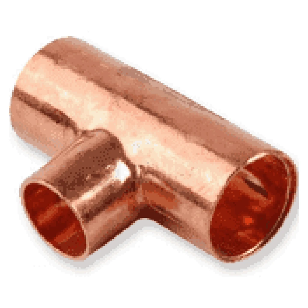 Trójnik chłodniczy redukcyjny Cu, trójnik miedziany metryczny Cu fi 12x10x12 mm
