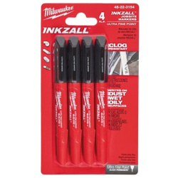 Marker INKZALL pisak czarny cienki zestaw ( 4 szt.) - MILWAUKEE 48223154