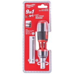 Śrubokręt multi RATCHET 9 w 1 ( bity: PH1 / PH2 / PZ1 / PZ2 / TX15 / TX20 / SL ) - MILWAUKEE 4932471598