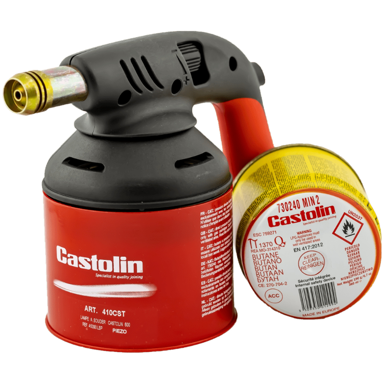 Zestaw do lutowania miękkiego palnik gazowy + 2 butle - CASTOLIN 600 Piezo
