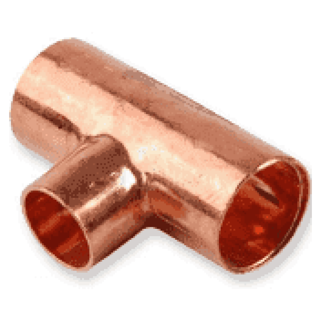 Trójnik chłodniczy redukcyjny Cu, trójnik miedziany metryczny Cu fi 35x28x35 mm