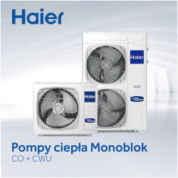 Pompa ciepła 8 kW Monoblok Super Aqua CO + CWU - HAIER AU082FYCRA(HW),