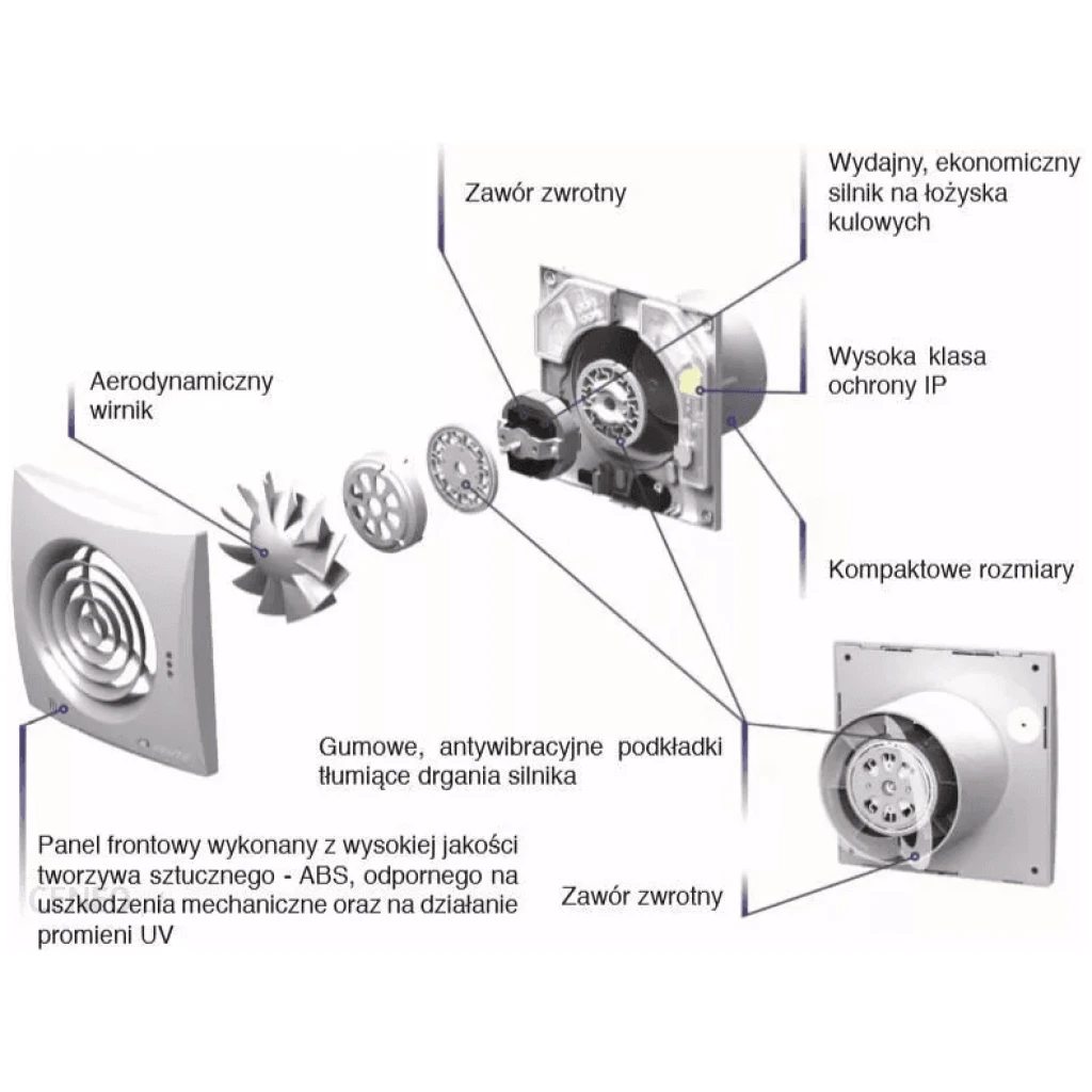 Wentylator domowy osiowy 100mm - WCE00545 VENTS 100 QUIET
