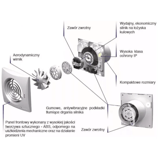 Wentylator domowy osiowy 100mm - WCE00545 VENTS 100 QUIET