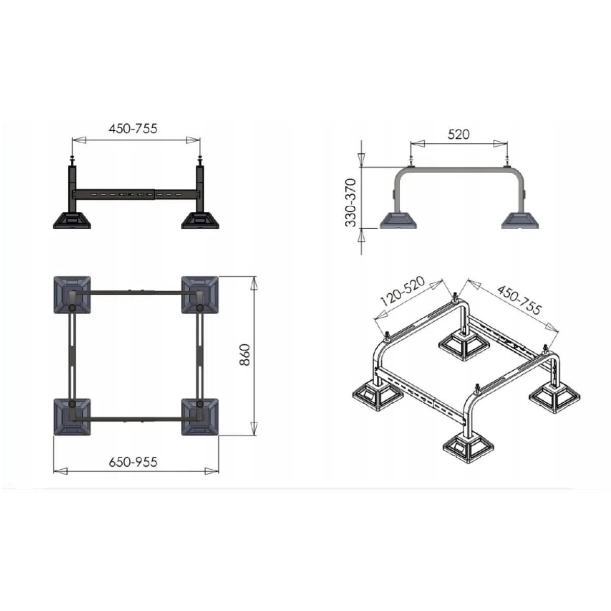 Podstawa regulowana stojak pod pompę ciepła FF-755 - FRAME FOOT