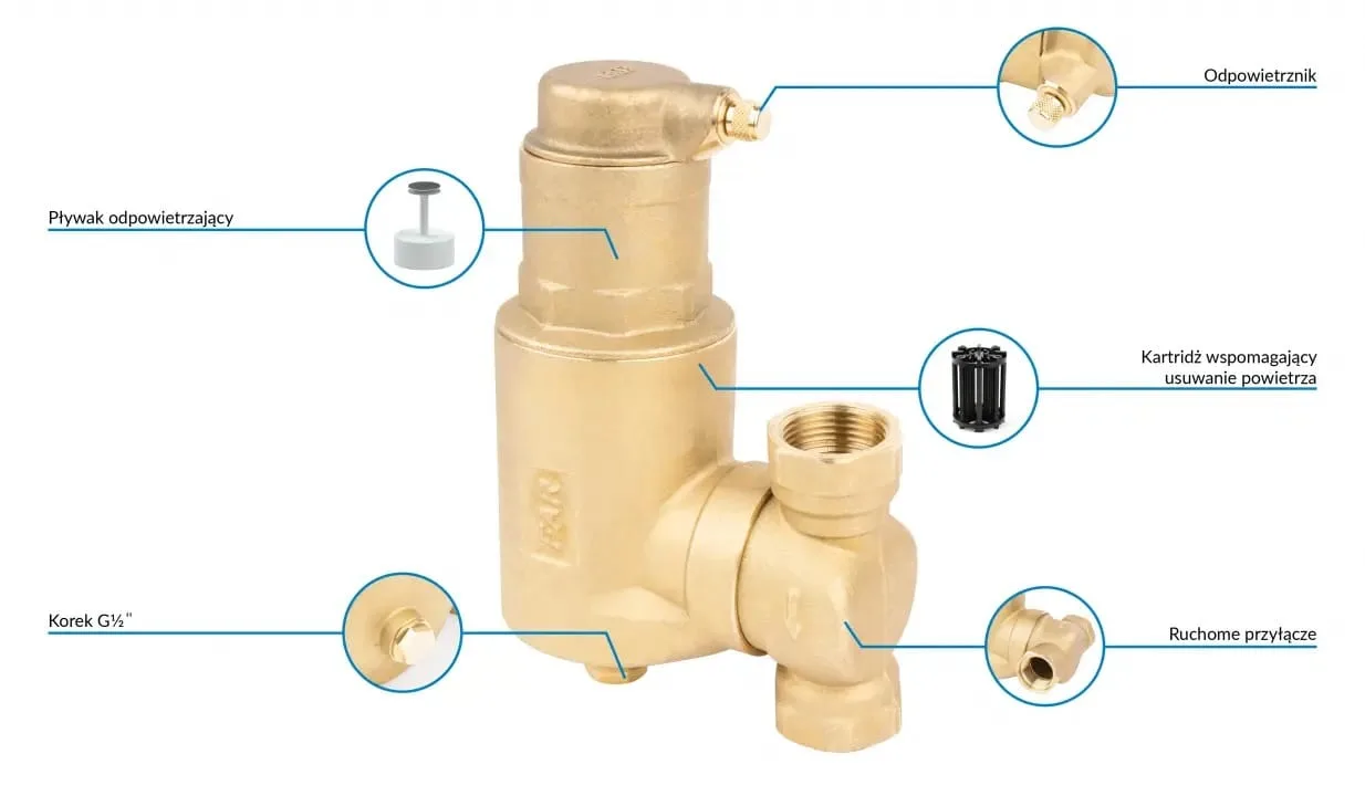 Separator powietrza FAR 302, ruchome przyłącza Rp1'' - AFRISO