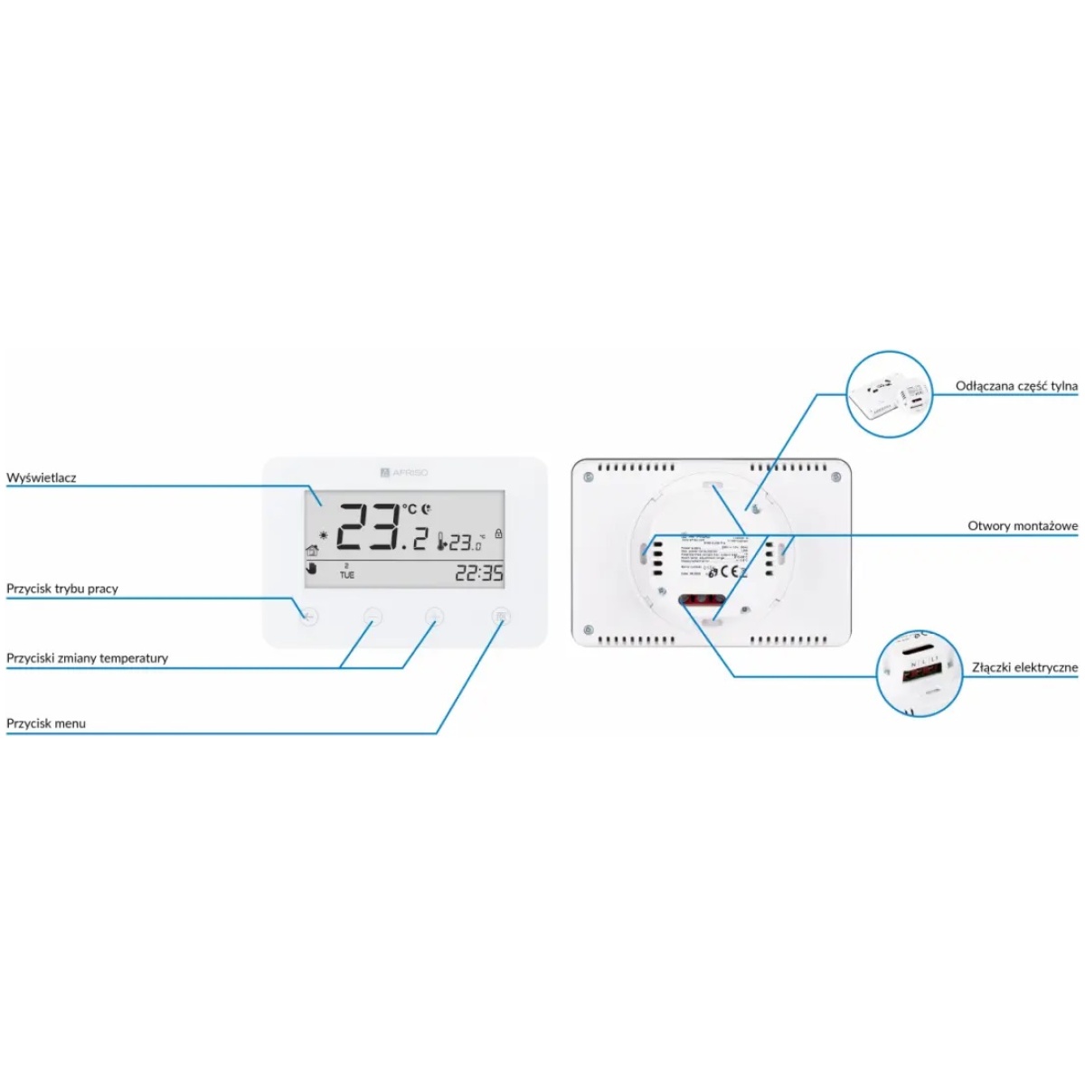 Termostat programowalny FloorControl RT05 D-230, 230 V AC - AFRISO