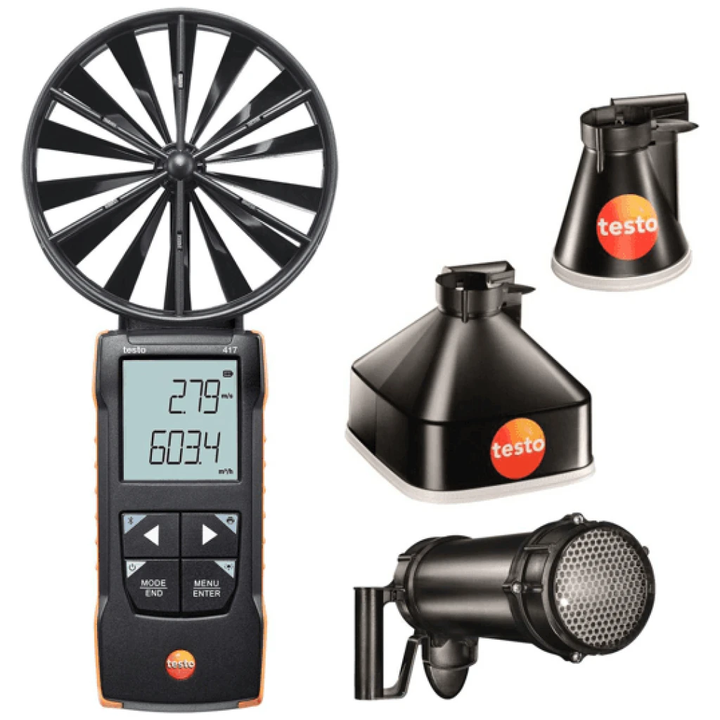 Anemometr wiatraczkowy Testo 417-2 wraz z rękawami pomiarowymi i prostownicą strumienia 563.2417 - TESTO