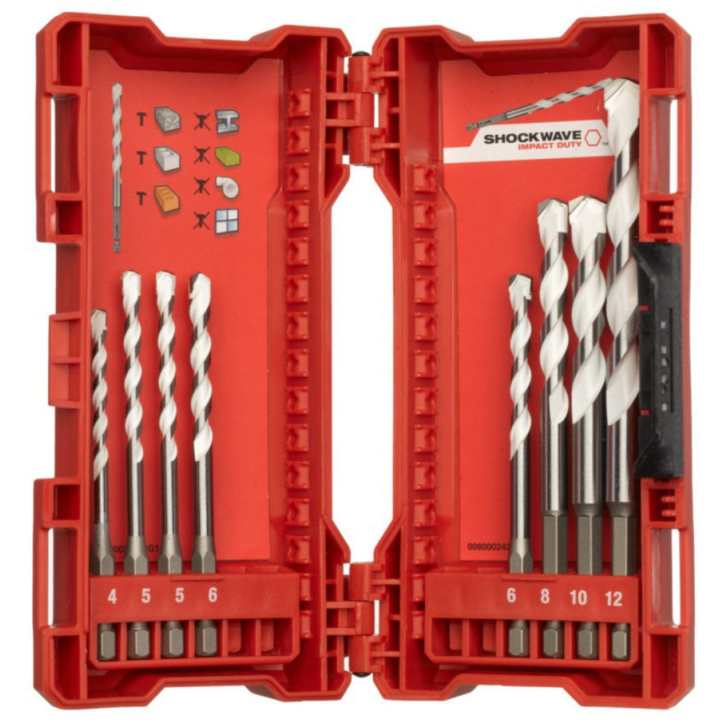 Wiertła uniwersalne udarowe 4-12 mm Shockwave (8 szt.) - Milwaukee 4932471112