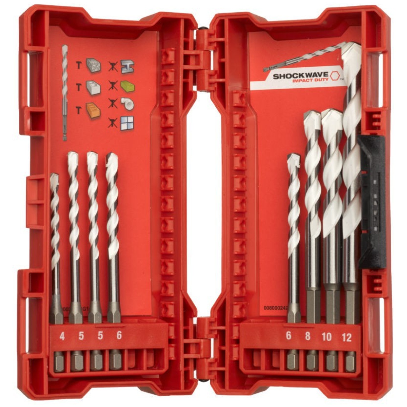 Wiertła uniwersalne udarowe 4-12 mm Shockwave (8 szt.) - Milwaukee 4932471112