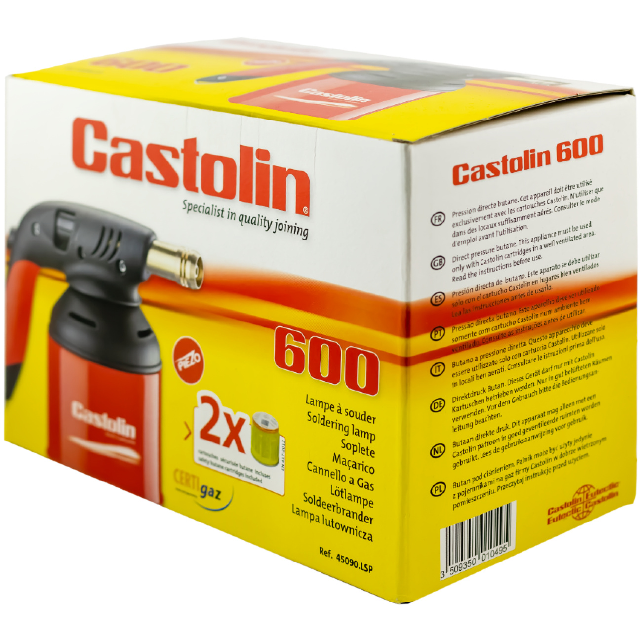 Zestaw palnik gazowy + 2 butle 600 PIEZO - CASTOLIN 754313