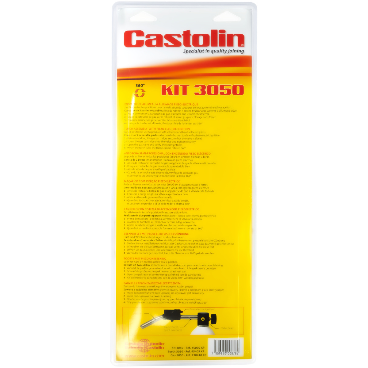Zestaw palnik gazowy z butlą 3050 PIEZO - CASTOLIN 600913
