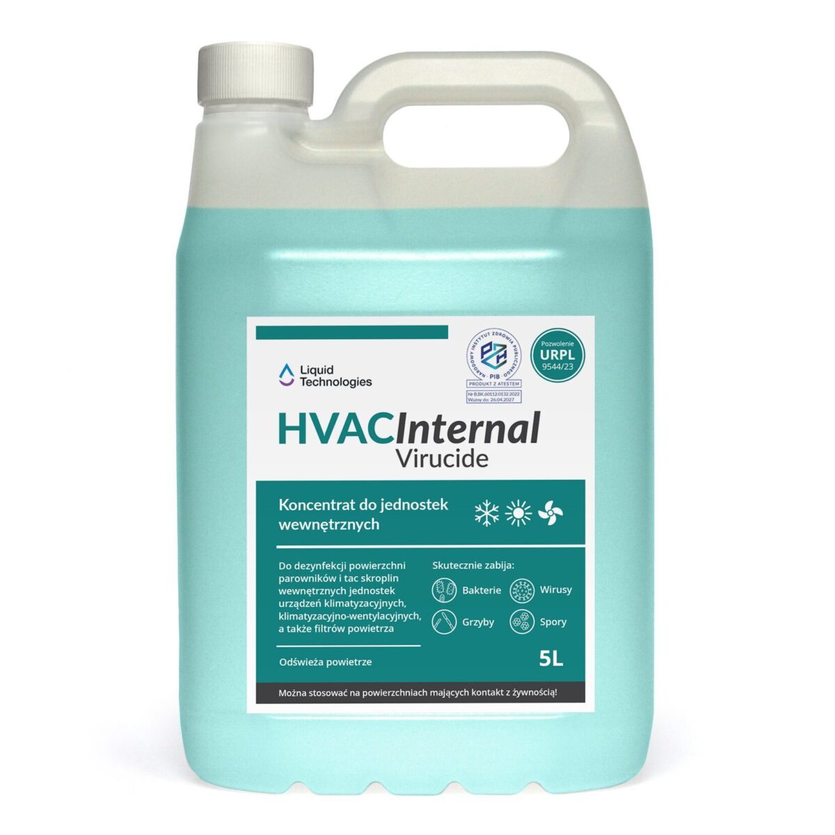 Środek do dezynfekcji klimatyzacji koncentrat 5 L - Liquid Technologies HVAC Internal Virucide