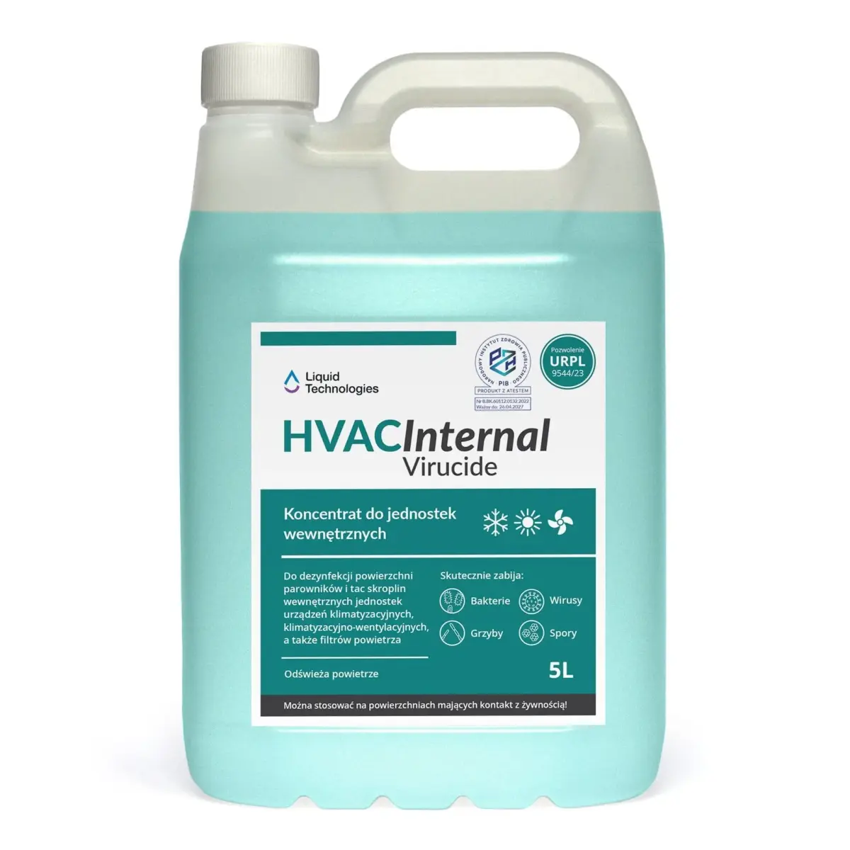 Środek do dezynfekcji klimatyzacji koncentrat 5 L - Liquid Technologies HVAC Internal Virucide