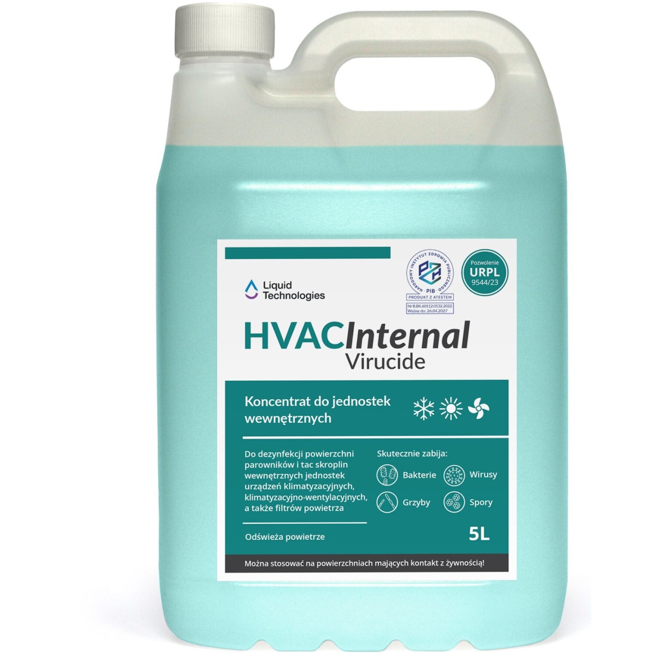 Środek do dezynfekcji klimatyzacji koncentrat 5 L - Liquid Technologies HVAC Internal Virucide