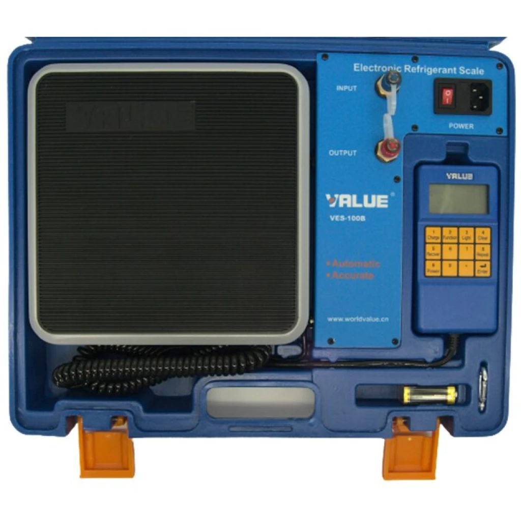 Waga elektroniczna do 100 kg z zaworem odcinającym czynnik chłodniczy -  VALUE VES-100B