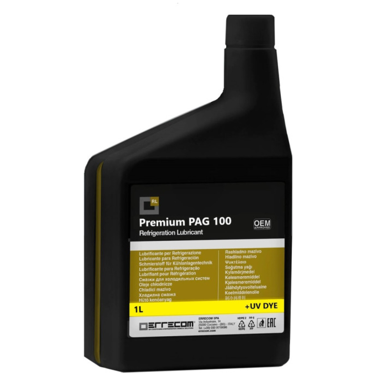 Olej PREMIUM PAG 100 UV (ND9) do układów klimatyzacji (1 L) - ERRECOM 6008