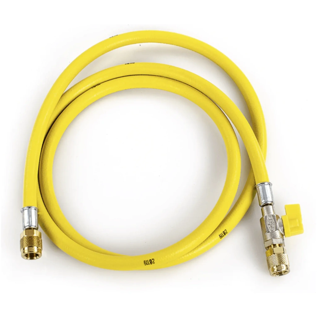 Wąż serwisowy żółty 150 cm 1/4" x 1/4" z zaworem odcinającym - REFCO CA-CL-60-Y