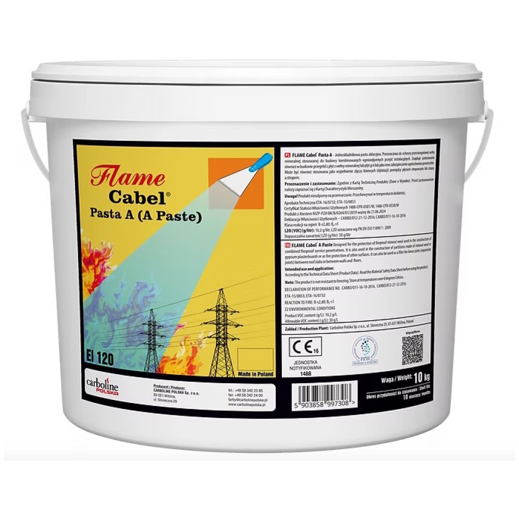 Pasta ogniochronna, masa PPOŻ wiaderko 10 kg - Carboline Flame Cabel Pasta A