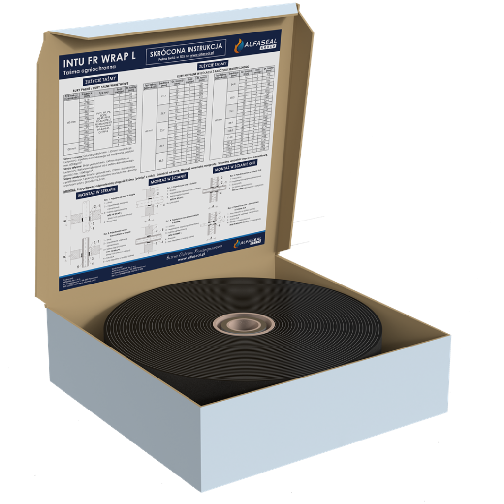 Taśma ogniochronna, zabezpieczenie PPOŻ 100 mm x 25 mb - Alfaseal INTU FR WRAP L