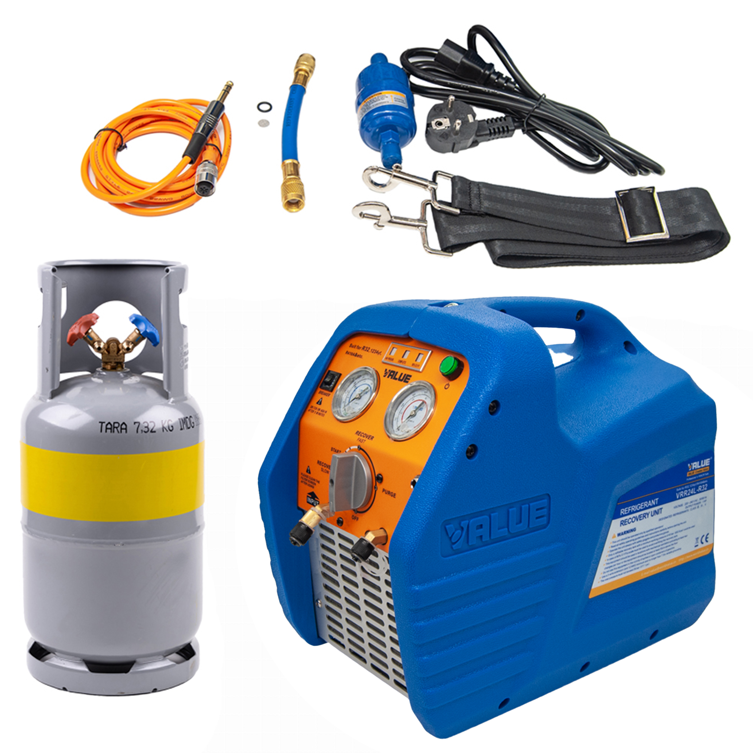 Stacja odzysku czynnika chłodniczego VALUE VRR24L-R32 z butlą Stacja odzysku czynnika chłodniczego VALUE VRR24L-R32 z butlą