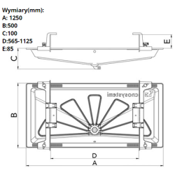 Taca ociekowa "Blue river" 1250x500 mm + kabel grzewczy 6 m + uchwyty mocujące, ciemny szary (antracyt) - SMART CLIMA SCD300083