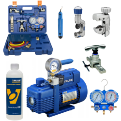 ZESTAW: Pompa próżniowa 51 l/min jednostopniowa z wakuometrem - VALUE V-i120SV + Zestaw narzędzi VALUE - VTB-5B-II