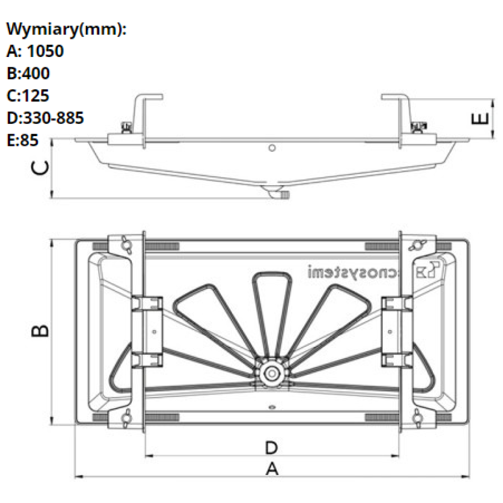 Taca ociekowa "Blue river" 1050x400 mm + kabel grzewczy 6 m + uchwyty mocujące, ciemny szary (antracyt) - SMART CLIMA SCD300081