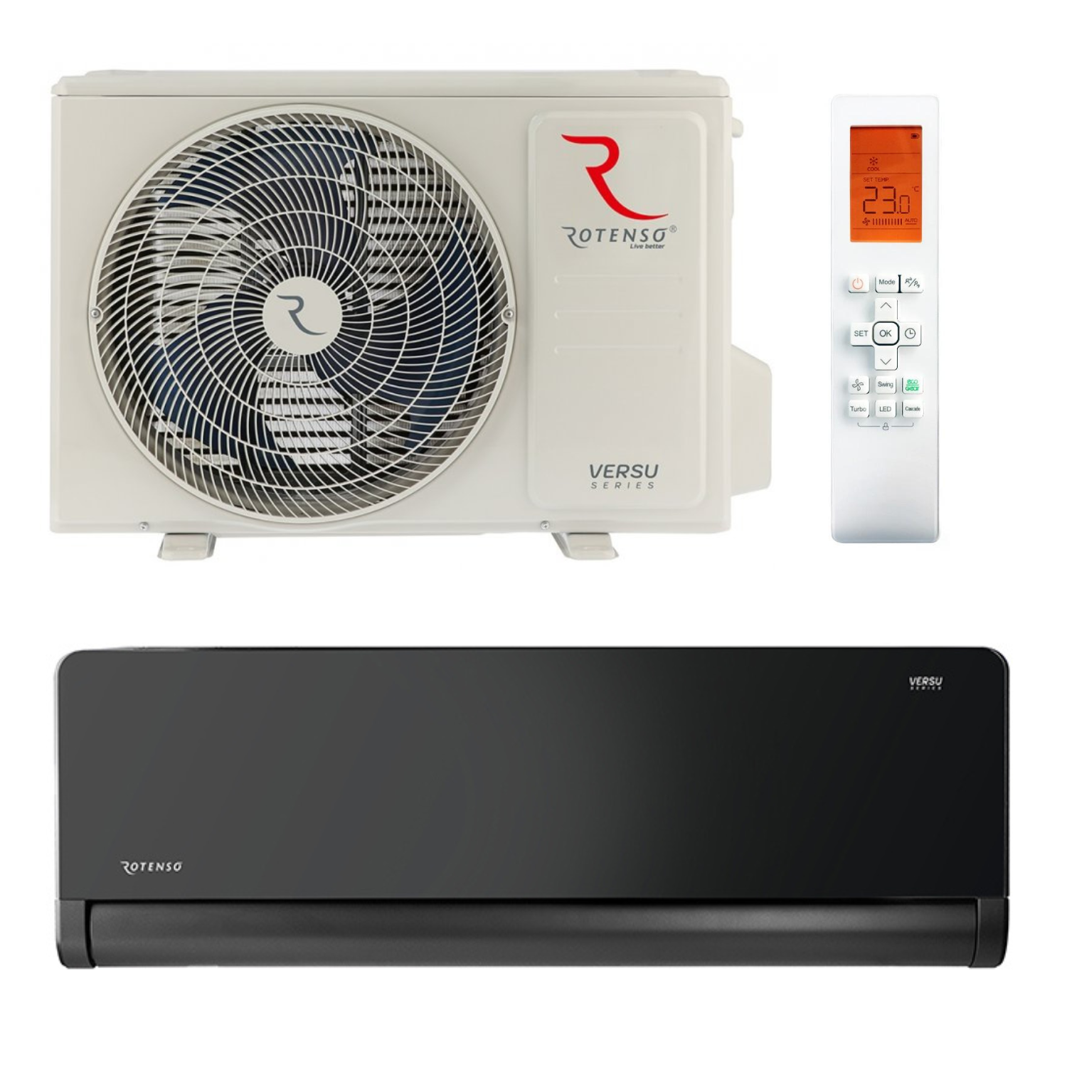 Klimatyzator ścienny 3,5 kW Split czarny (komplet) - ROTENSO Versu Mirror 3,5 kW Klimatyzator ścienny 3,5 kW Split czarny (komplet) - ROTENSO Versu Mirror 3,5 kW