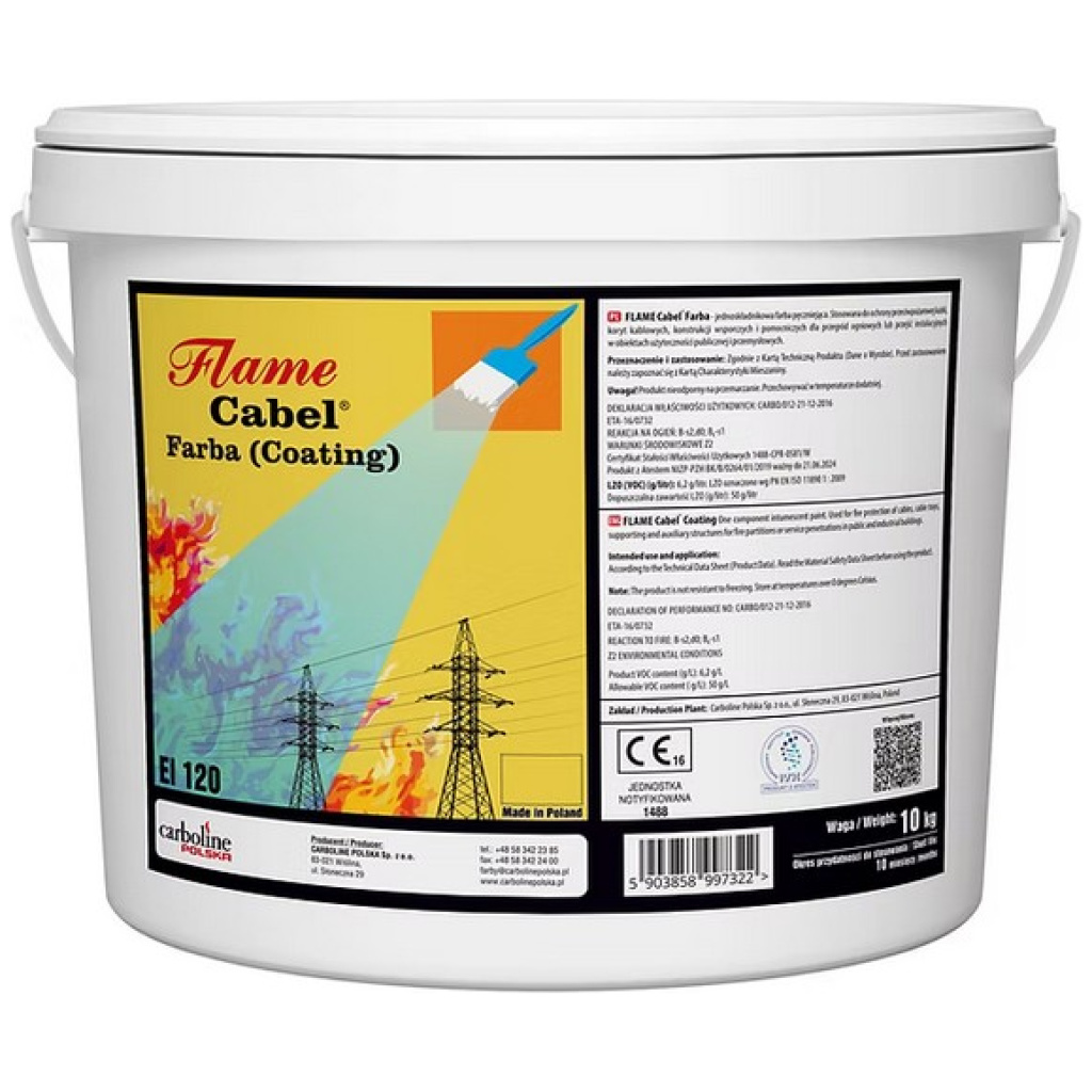 Farba ogniochronna, farba PPOŻ 10 kg - Carboline Flame Cabel Farba