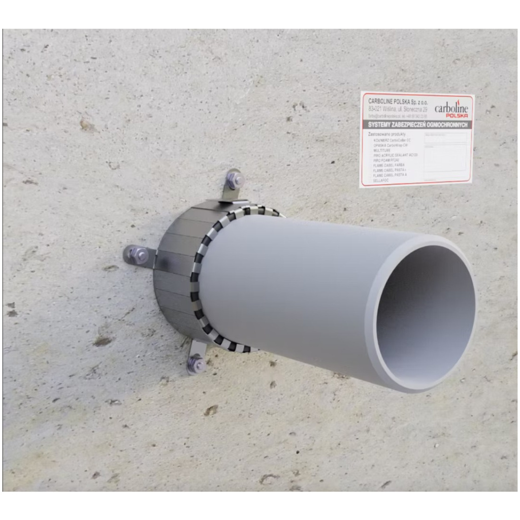 Kołnierz ogniochronny, zabezpieczenie PPOŻ na rurę 125 mm - Carboline CarboCollar CC