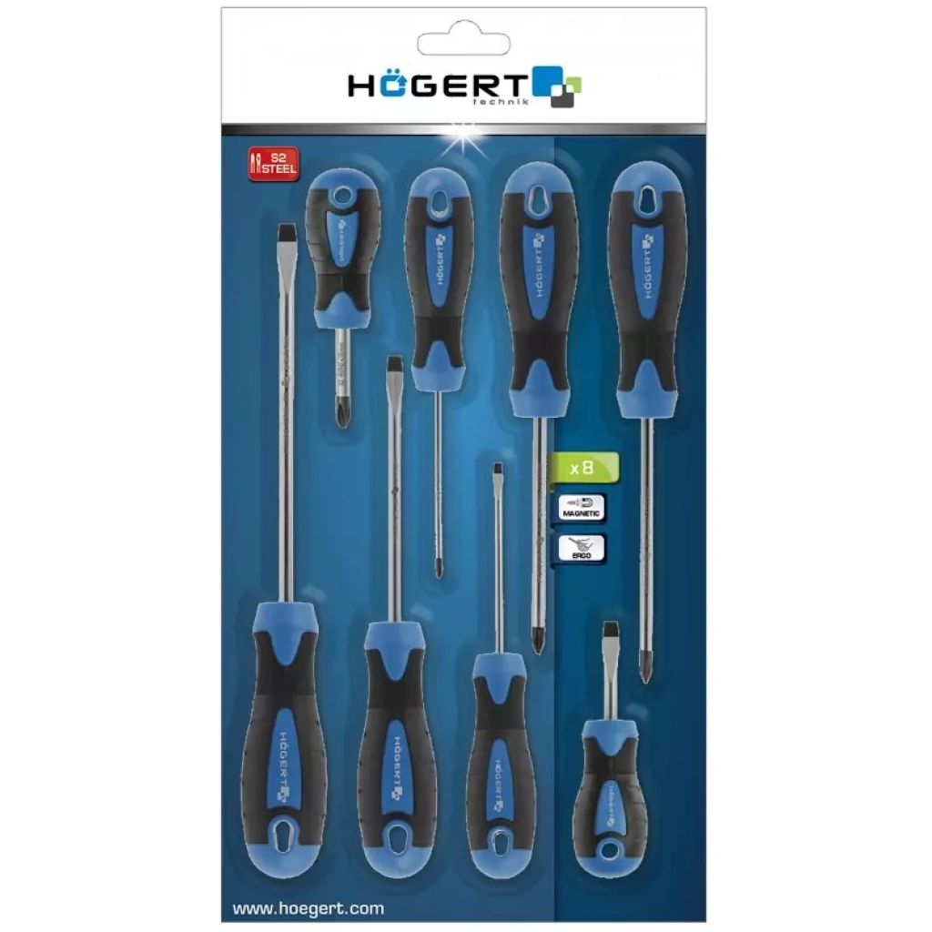 Wkrętaki zestaw 8 szt. stal S2 - HOEGERT HT1S096