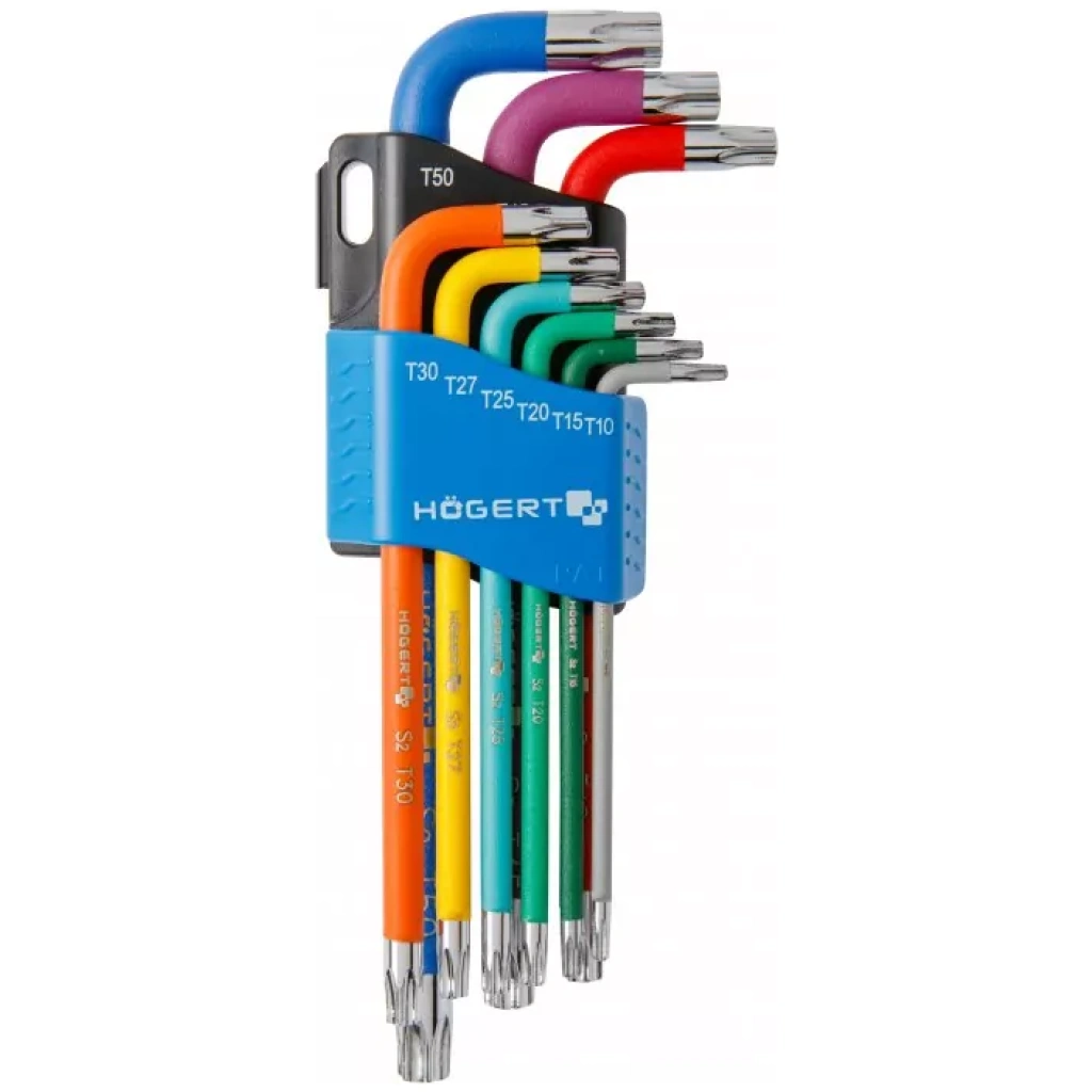 Klucze torx długie, kolorowe 9 szt. - HOEGERT HT1W817