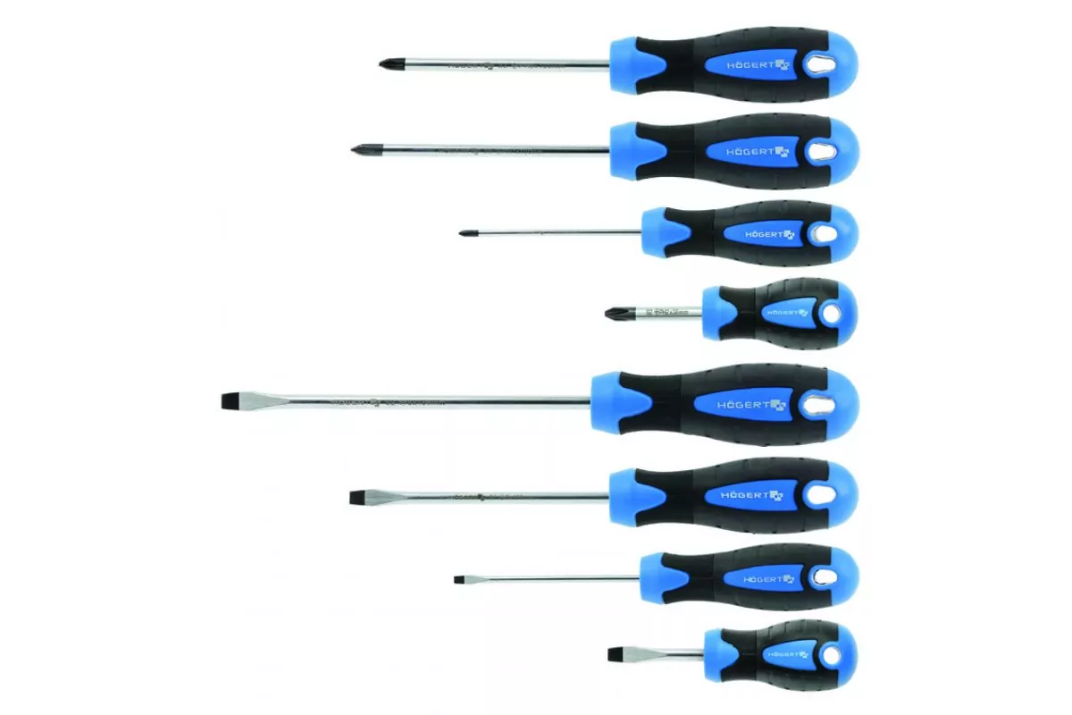 Wkrętaki zestaw 8 szt. stal S2 - HOEGERT HT1S096 Wkrętaki zestaw 8 szt. stal S2 - HOEGERT HT1S096