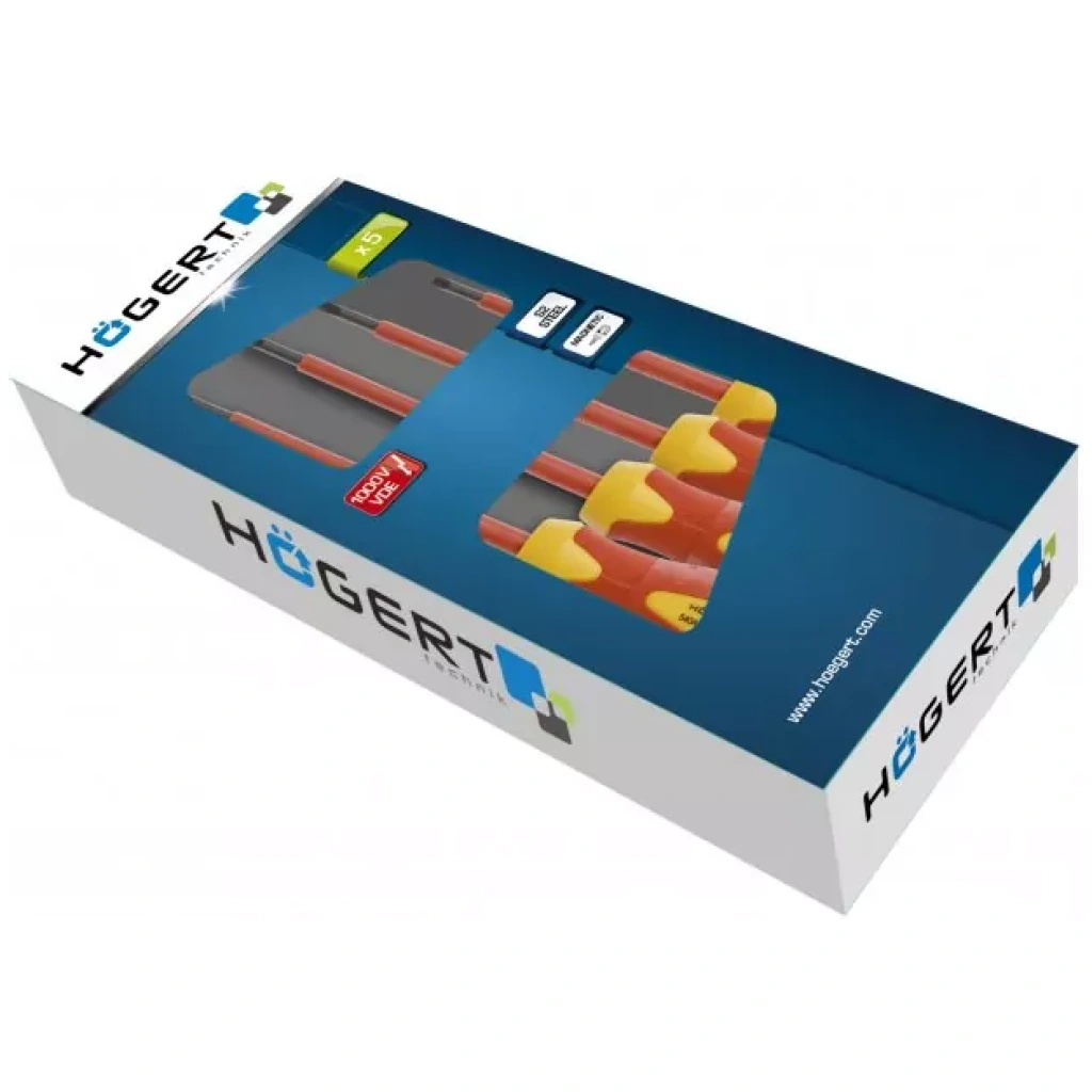 Wkrętaki – zestaw 5 szt. izolowane 1000V - HOEGERT HT1S994