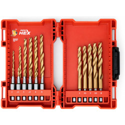 Zestaw wierteł udarowych do metalu z uchwytem HEX 1/4 (19 szt.) - MILWAUKEE 4932493866