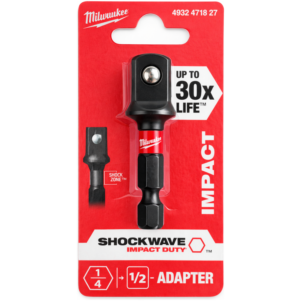 Adapter do nasadek udarowych HEX 1/4" kwadrat 1/2" - MILWAUKEE 4932478803