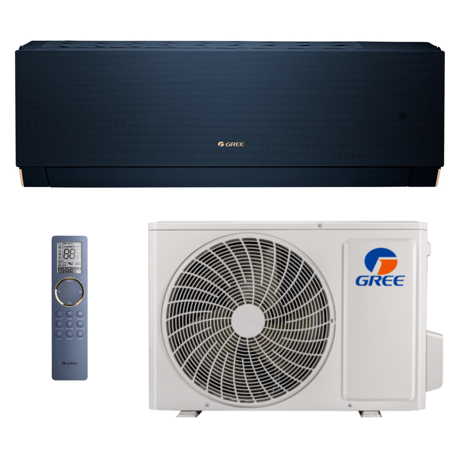 Klimatyzator ścienny 3,5 kW komplet SPLIT - GREE Clivia Navy Blue CL12 (GWH12AUCXB-K6DNA1A/I + GWH12AUCXB-K6DNA1A/O) Klimatyzator ścienny 3,5 kW komplet SPLIT - GREE Clivia Navy Blue CL12 (GWH12AUCXB-K6DNA1A/I + GWH12AUCXB-K6DNA1A/O)
